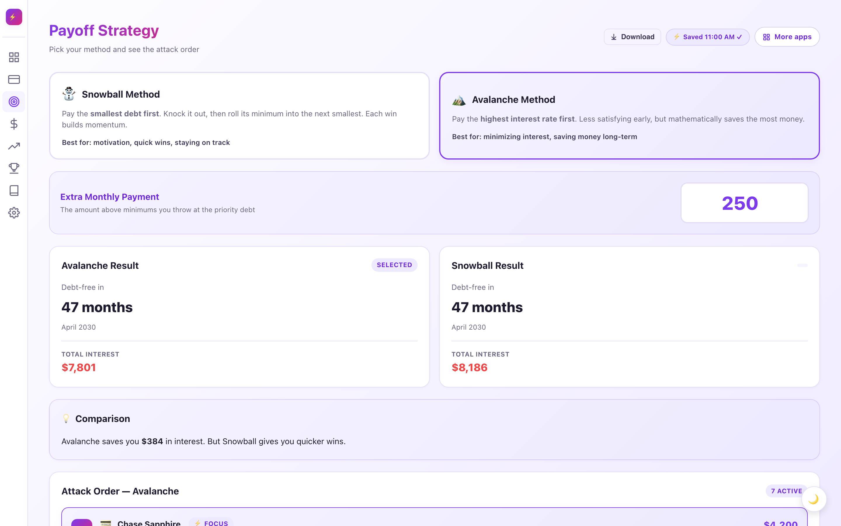 Strategy tab